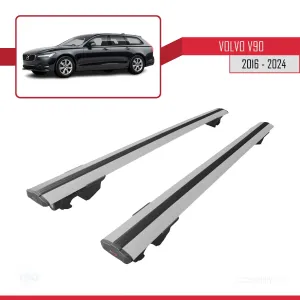 Volvo V90 2016 ve Sonrası ile uyumlu HOOK Model Anahtar Kilitli Ara Atkı Tavan Barı GRİ thumb 4