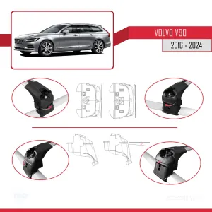 Volvo V90 (EU) 2016 ve Sonrası ile uyumlu ACE-2 Ara Atkı Tavan Barı GRİ thumb 5