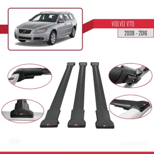 Volvo V70 2008-2016 Arası ile Uyumlu FLY Model Ara Atkı Tavan Barı SİYAH 3 ADET BAR thumb 5