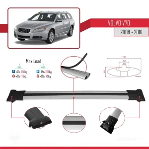 Volvo V70 2008-2016 Arası ile uyumlu FLY Model Ara Atkı Tavan Barı GRİ thumb 4