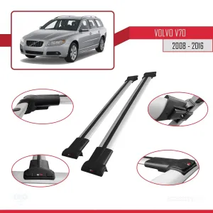 Volvo V70 2008-2016 Arası ile uyumlu FLY Model Ara Atkı Tavan Barı GRİ thumb 5