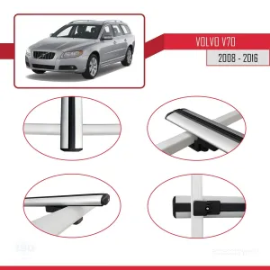 Volvo V70 2008-2016 Arası ile uyumlu Basic Model Ara Atkı Tavan Barı GRİ 3 ADET thumb 4