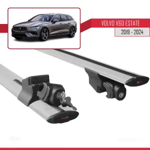 Volvo V60 Estate 2019 ve Sonrası ile uyumlu HOOK Model Anahtar Kilitli Ara Atkı Tavan Barı GRİ thumb 5
