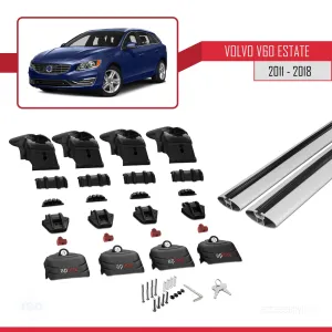 Volvo V60 ESTATE 2011-2018 Arası ile uyumlu ACE-2 Ara Atkı Tavan Barı GRİ thumb 5