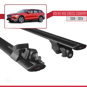 Volvo V60 Cross Country 2019 ve Sonrası ile uyumlu HOOK Model Anahtar Kilitli Ara Atkı Tavan Barı SİYAH thumb 5