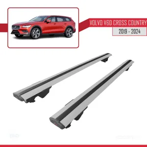 Volvo V60 Cross Country 2019 ve Sonrası ile uyumlu HOOK Model Anahtar Kilitli Ara Atkı Tavan Barı GRİ thumb 4