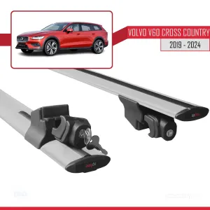 Volvo V60 Cross Country 2019 ve Sonrası ile uyumlu HOOK Model Anahtar Kilitli Ara Atkı Tavan Barı GRİ thumb 5