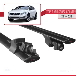 Volvo V60 Cross Country 2015-2018 Arası ile uyumlu HOOK Model Anahtar Kilitli Ara Atkı Tavan Barı SİYAH thumb 5