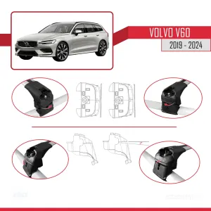 Volvo V60 2019 ve Sonrası ile uyumlu ACE-2 Ara Atkı Tavan Barı GRİ thumb 4