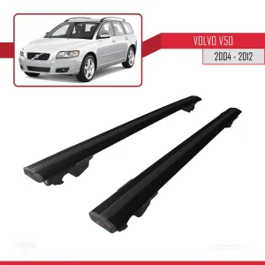 Volvo V50 ESTATE 2004-2012 Arası ile uyumlu HOOK Model Anahtar Kilitli Ara Atkı Tavan Barı SİYAH thumb 4