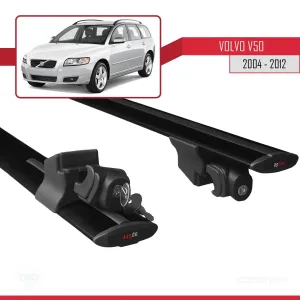 Volvo V50 ESTATE 2004-2012 Arası ile uyumlu HOOK Model Anahtar Kilitli Ara Atkı Tavan Barı SİYAH thumb 5