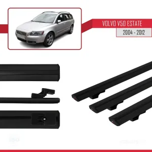 Volvo V50 Estate 2004-2012 Arası ile uyumlu Basic Model Ara Atkı Tavan Barı SİYAH 3 ADET thumb 3