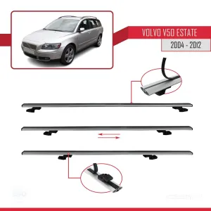Volvo V50 Estate 2004-2012 Arası ile uyumlu Basic Model Ara Atkı Tavan Barı GRİ 3 ADET thumb 5