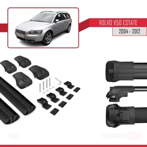 Volvo V50 Estate 2004-2012 Arası ile uyumlu ACE-1 Ara Atkı Tavan Barı SİYAH thumb 5