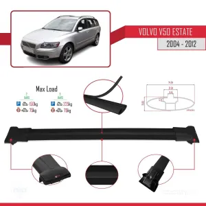 Volvo V50 2004-2012 Arası ile uyumlu Fly Model Ara Atkı Tavan Barı SİYAH thumb 4