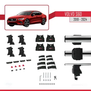Volvo S60 2019 ve Sonrası ile uyumlu ACE-4 Ara Atkı Tavan Barı GRİ thumb 5
