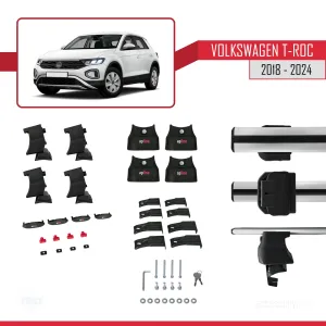 Volkswagen T-Roc 2018 ve Sonrası ile uyumlu ACE-4 Ara Atkı Tavan Barı GRİ thumb 4
