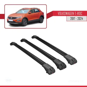 Volkswagen T-Roc 2017 ve Sonrası ile uyumlu ACE-1 Ara Atkı Tavan Barı SİYAH 3 ADET BAR thumb 3