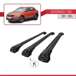 Volkswagen T-Roc 2017 ve Sonrası ile uyumlu ACE-1 Ara Atkı Tavan Barı SİYAH 3 ADET BAR thumb 4