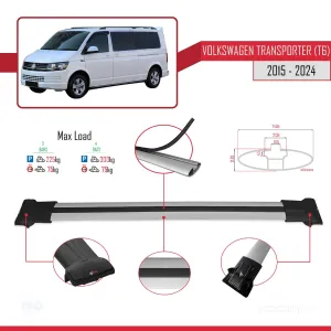 Volkswagen Transporter (T6) 2015 ve Sonrası ile uyumlu FLY Model Ara Atkı Tavan Barı GRİ 4 ADET BAR thumb 4