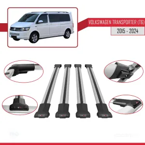 Volkswagen Transporter (T6) 2015 ve Sonrası ile uyumlu FLY Model Ara Atkı Tavan Barı GRİ 4 ADET BAR thumb 5