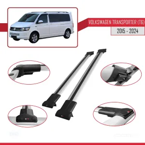 Volkswagen Transporter (T6) 2015 ve Sonrası ile Uyumlu FLY Model Ara Atkı Tavan Barı GRİ thumb 4