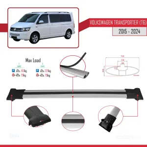 Volkswagen Transporter (T6) 2015 ve Sonrası ile Uyumlu FLY Model Ara Atkı Tavan Barı GRİ thumb 5