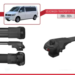 Volkswagen Transporter (T6) 2015 ve Sonrası ile uyumlu ACE-1 Ara Atkı Tavan Barı SİYAH 4 ADET BAR thumb 5