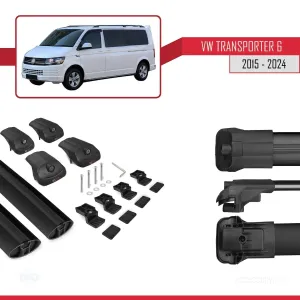 Volkswagen Transporter (T6) 2015 ve Sonrası ile uyumlu ACE-1 Ara Atkı Tavan Barı SİYAH thumb 5