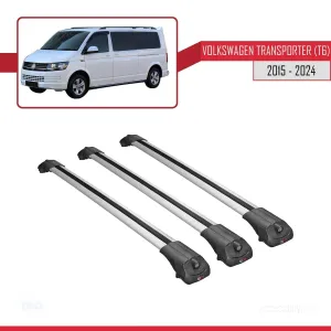 Volkswagen Transporter (T6) 2015 ve Sonrası ile uyumlu ACE-1 Ara Atkı Tavan Barı GRİ 3 ADET BAR thumb 3