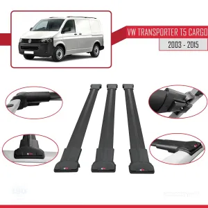 Volkswagen Transporter (T5) 2003-2015 Arası ile uyumlu FLY Model Ara Atkı Tavan Barı SİYAH 3 ADET BAR thumb 5