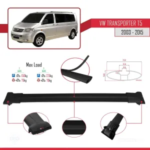 Volkswagen Transporter (T5) 2003-2015 Arası ile uyumlu FLY Model Ara Atkı Tavan Barı SİYAH thumb 4