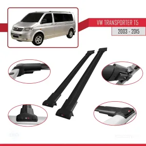 Volkswagen Transporter (T5) 2003-2015 Arası ile uyumlu FLY Model Ara Atkı Tavan Barı SİYAH thumb 5