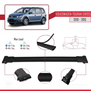 Volkswagen Touran CROSS 2010-2015 Arası ile Uyumlu FLY Model Ara Atkı Tavan Barı SİYAH 3 ADET BAR thumb 4