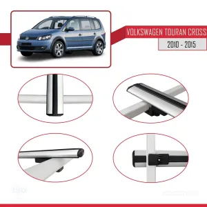 Volkswagen Touran CROSS 2010-2015 Arası ile uyumlu Basic Model Ara Atkı Tavan Barı GRİ 3 ADET thumb 4