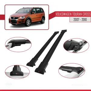 Volkswagen Touran CROSS 2007-2010 Arası ile uyumlu FLY Model Ara Atkı Tavan Barı SİYAH thumb 5