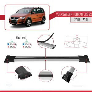 Volkswagen Touran CROSS 2007-2010 Arası ile uyumlu FLY Model Ara Atkı Tavan Barı GRİ thumb 4