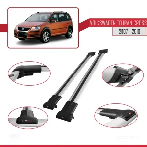 Volkswagen Touran CROSS 2007-2010 Arası ile uyumlu FLY Model Ara Atkı Tavan Barı GRİ thumb 5