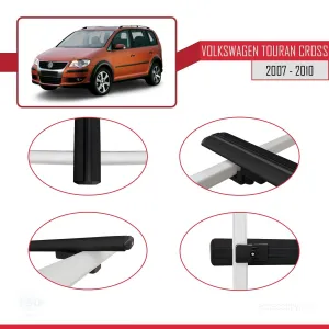 Volkswagen Touran CROSS 2007-2010 Arası ile uyumlu Basic Model Ara Atkı Tavan Barı SİYAH 3 ADET thumb 4