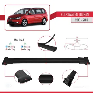Volkswagen Touran 2010-2015 Arası ile Uyumlu FLY Model Ara Atkı Tavan Barı SİYAH 3 ADET BAR thumb 4