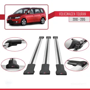 Volkswagen Touran 2010-2015 Arası ile Uyumlu FLY Model Ara Atkı Tavan Barı GRİ 3 ADET BAR thumb 5