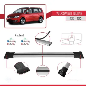 Volkswagen Touran 2010-2015 Arası ile uyumlu FLY Model Ara Atkı Tavan Barı GRİ thumb 4
