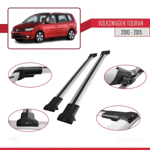 Volkswagen Touran 2010-2015 Arası ile uyumlu FLY Model Ara Atkı Tavan Barı GRİ thumb 5