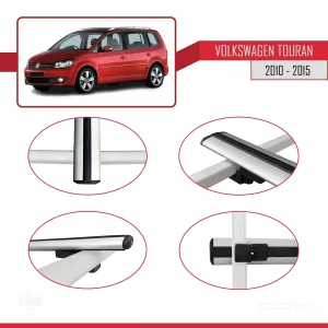Volkswagen Touran 2010-2015 Arası ile uyumlu Basic Model Ara Atkı Tavan Barı GRİ 3 ADET thumb 4