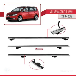 Volkswagen Touran 2010-2015 Arası ile uyumlu Basic Model Ara Atkı Tavan Barı GRİ 3 ADET thumb 5
