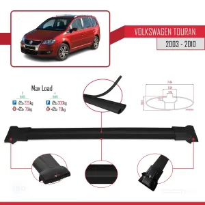 Volkswagen Touran 2003-2010 Arası ile Uyumlu FLY Model Ara Atkı Tavan Barı SİYAH 3 ADET BAR thumb 4
