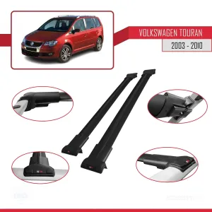 Volkswagen Touran 2003-2010 Arası ile uyumlu FLY Model Ara Atkı Tavan Barı SİYAH thumb 5