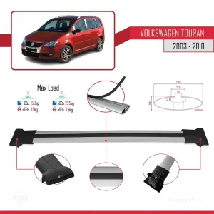 Volkswagen Touran 2003-2010 Arası ile uyumlu FLY Model Ara Atkı Tavan Barı GRİ thumb 4