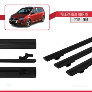 Volkswagen Touran 2003-2010 Arası ile uyumlu Basic Model Ara Atkı Tavan Barı SİYAH 3 ADET thumb 3