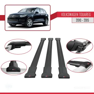 Volkswagen Touareg 2010-2015 Arası ile Uyumlu FLY Model Ara Atkı Tavan Barı SİYAH 3 ADET BAR thumb 5